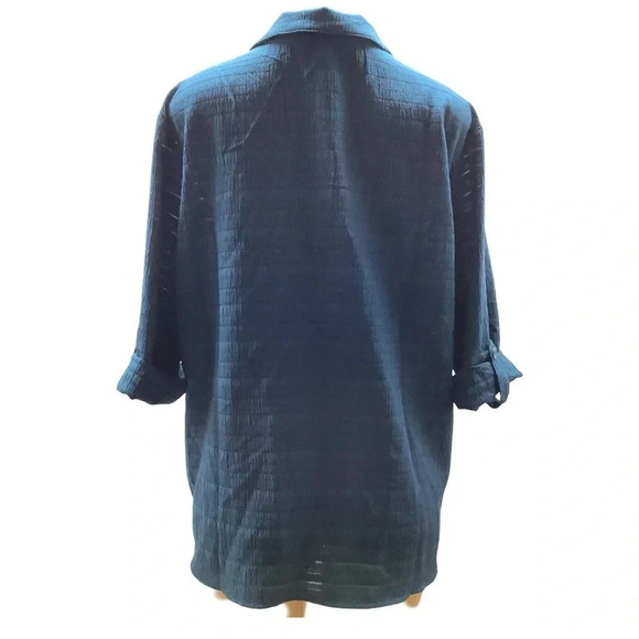 NY Collection Button Down 3/4 Sleeve Blouse Size 1X New With Tags - Picture 4 of 8